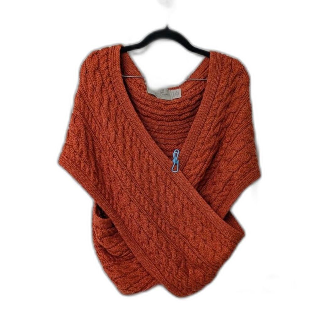 Aran Sweater Wrap 100% Irish Merino Wool | SZ Med - Picture 3 of 10